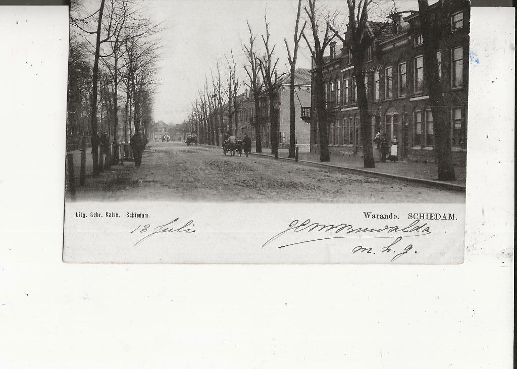 Schiedam Warande  Gebr Kalse 1902, Ophalen of Verzenden, Voor 1920, Gelopen, Zuid-Holland
