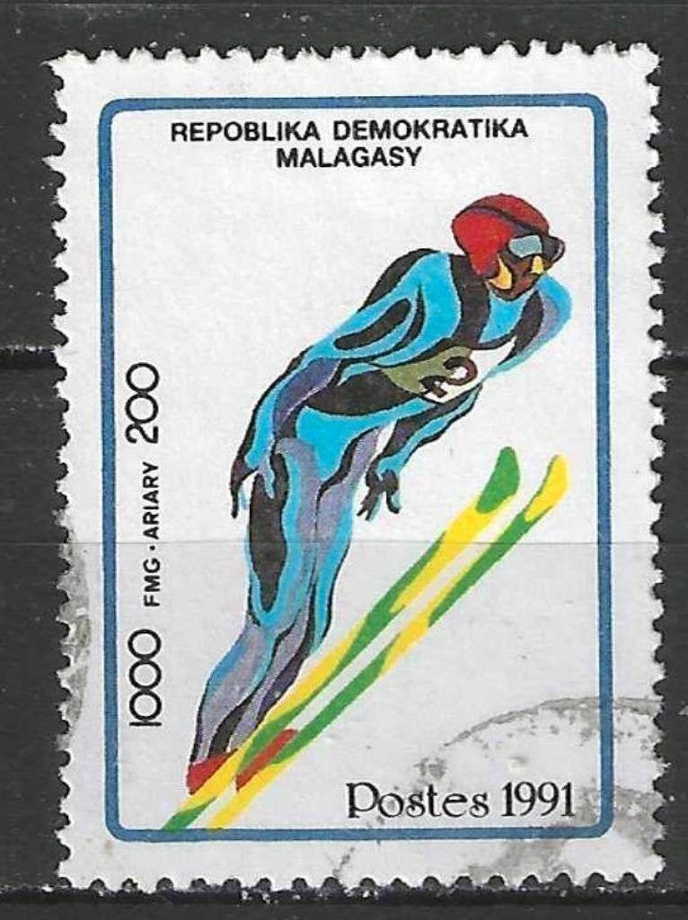 Madagascar 1991 - Yvert 1036 - Olympische Winterspelen (ST), Verzenden, Overige landen, Gestempeld