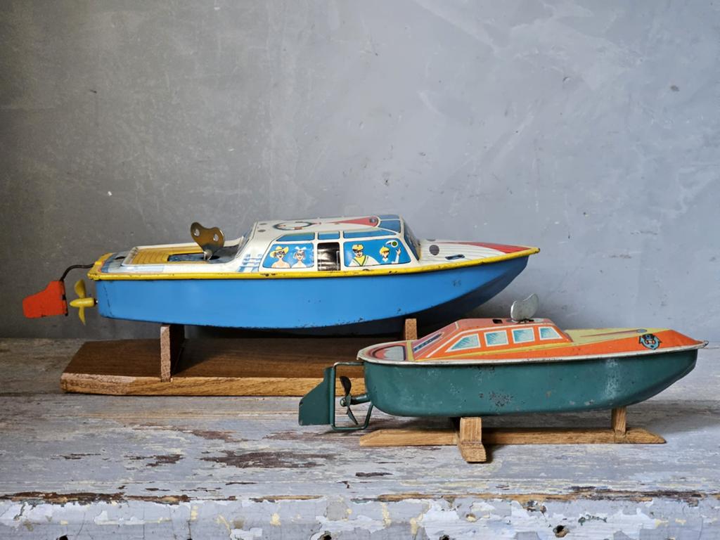 Set antieke blikken sperlgoed bootjes ( germany MS), Antiek en Kunst, Antiek | Speelgoed, Verzenden