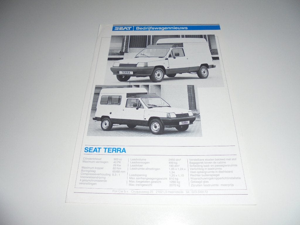 leaflet Seat bedrijfswagens, Ophalen of Verzenden, Zo goed als nieuw, Overige merken