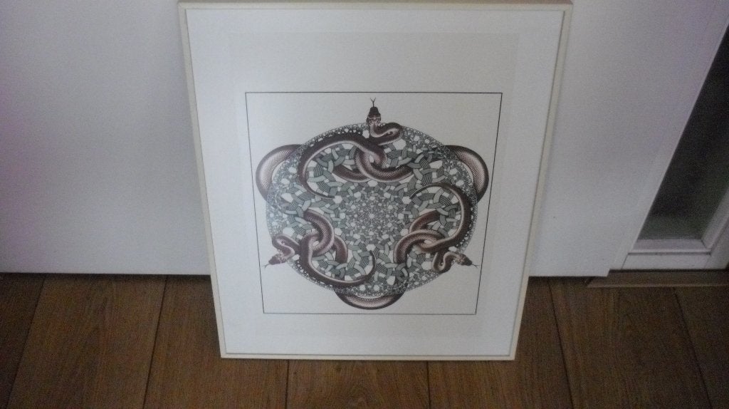 M.C Escher  ingelijste litho -Ringslangen 1969, Ophalen, 50 – 75, Gebruikt, Schilderij