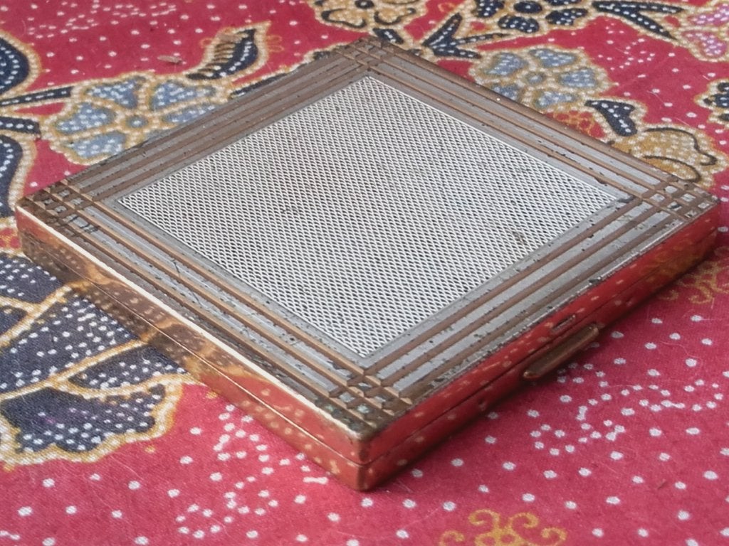 Mooie complete oude vintage poederdoos uit Frankrijk 7,5 cm., Ophalen of Verzenden