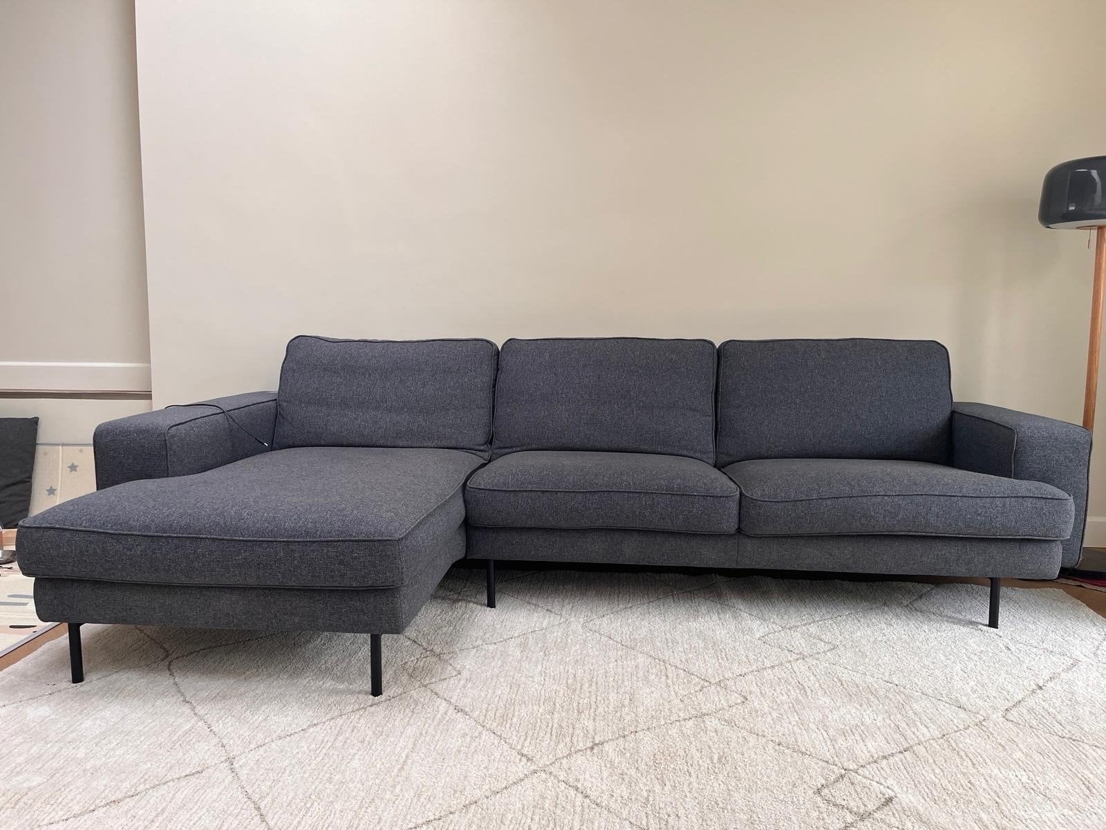 Montèl Brooke Chaise Longue - Blauw/Antraciet/Grijs, Ophalen, Zo goed als nieuw, Stof, Minder dan 150 cm