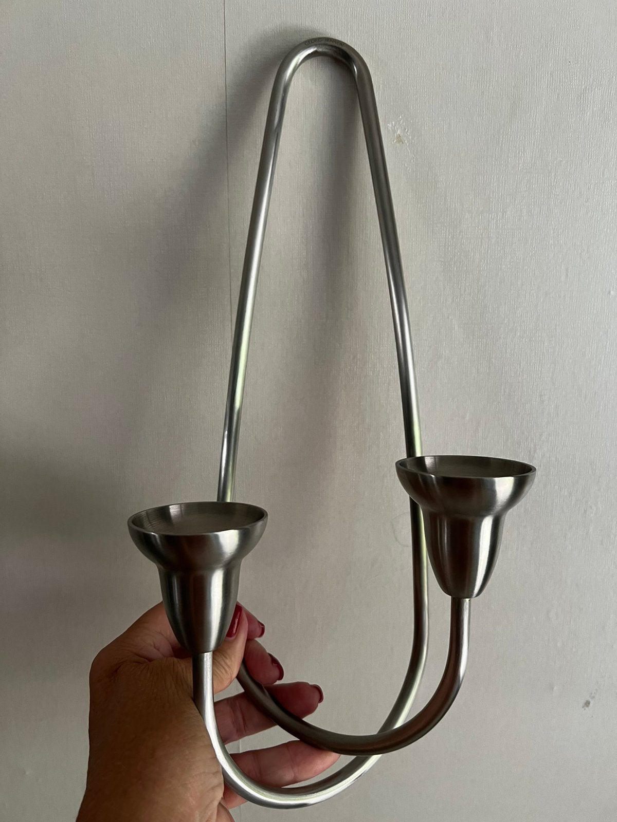 Deens Design Georg Jensen SWING Wandkandelaar RVS J. Jensen, Ophalen of Verzenden, Zo goed als nieuw, Metaal, Kandelaar