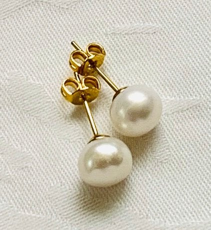 Elegante Parel Oorbellen met 14K  Pousette Sluiting, Wit, Nieuw, Ophalen of Verzenden, Met edelsteen