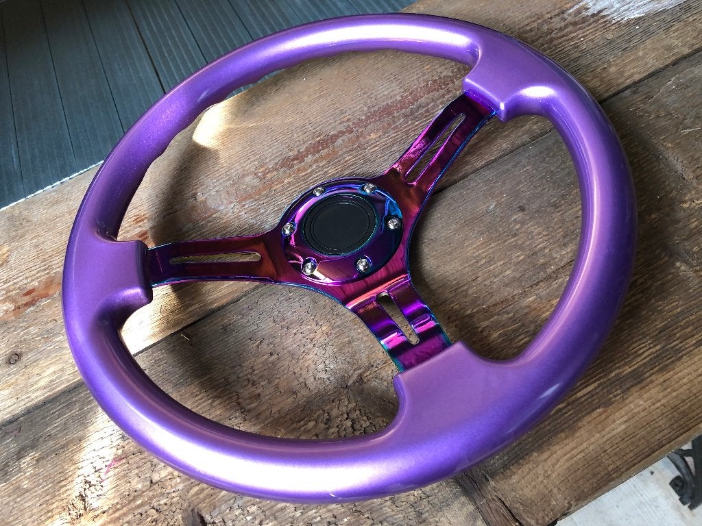 JapPower/PowerParts Racestuur sportstuur paars neochrome, Auto diversen, Ophalen of Verzenden