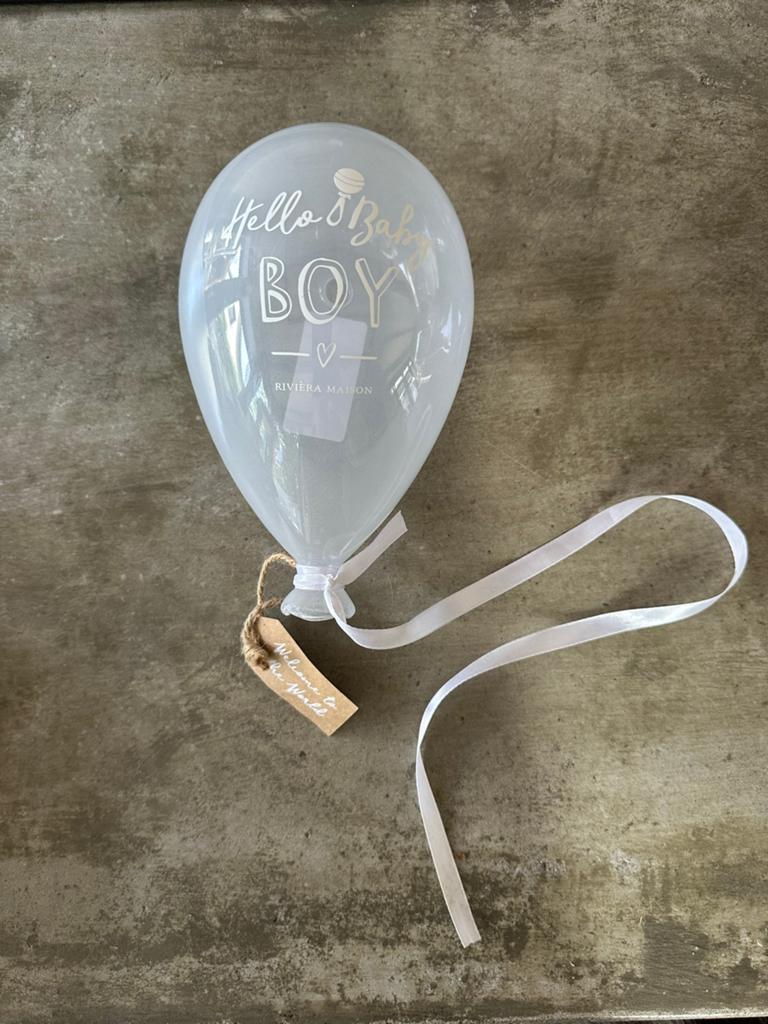Riviera Maison Hello Baby Boy Glazen Ballon Decoratie, Ophalen, Zo goed als nieuw, Kraamcadeau