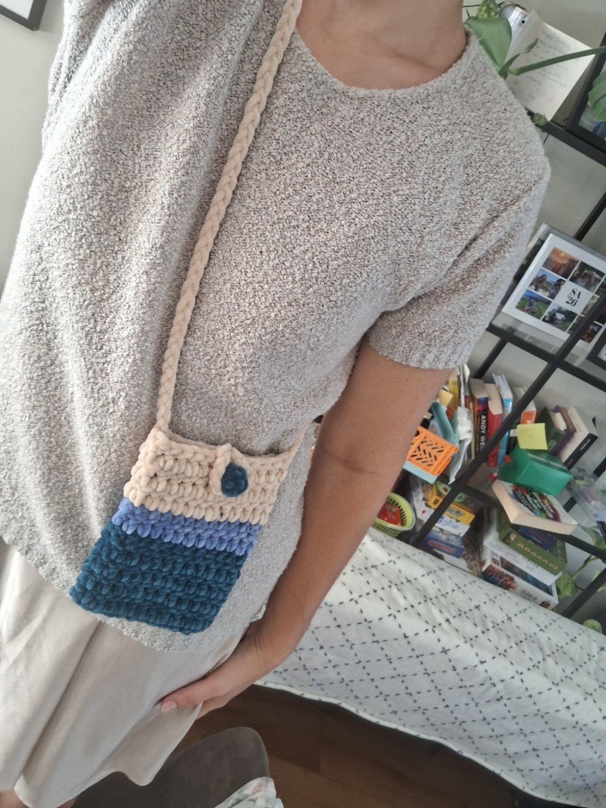 Handgemaakte gehaakte tas - Uniek blauw, Ophalen of Verzenden, Nieuw, Blauw, Schoudertasje