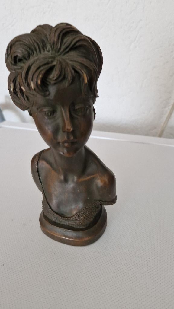 oud buste beeld gesigneerd, Antiek en Kunst, Ophalen of Verzenden
