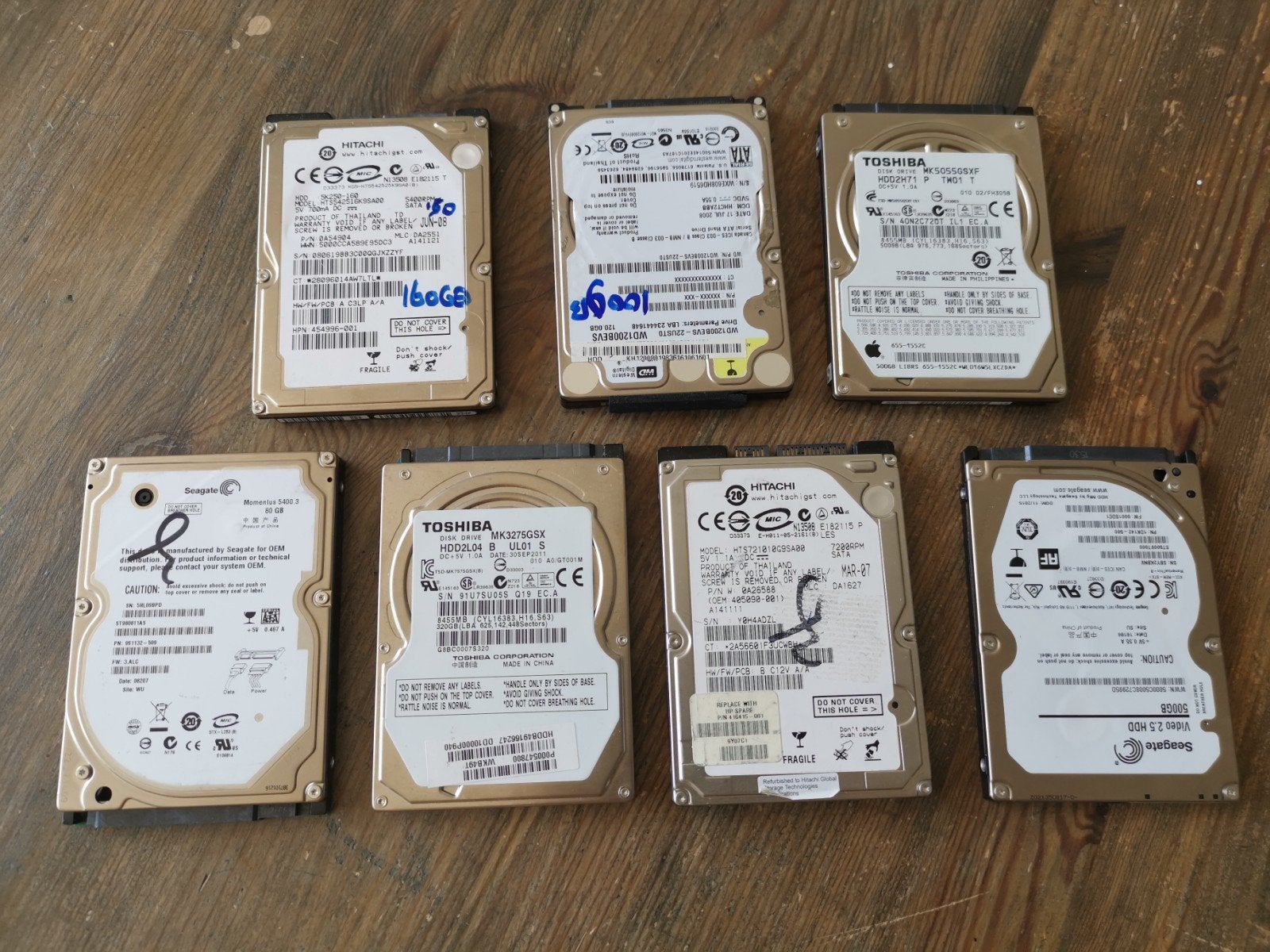 7 kleine sata schijven., Computers en Software, Harde schijven, Gebruikt, Ophalen of Verzenden, Desktop, SATA