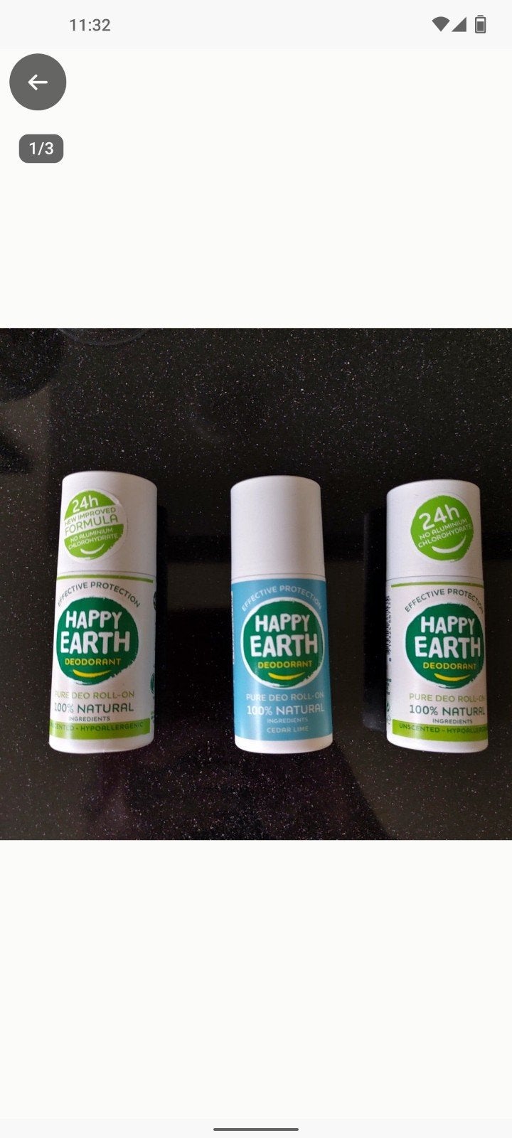 drie Happy Earth deodorant roll-ons, Ophalen of Verzenden, Nieuw, Deodorant of Bodyspray