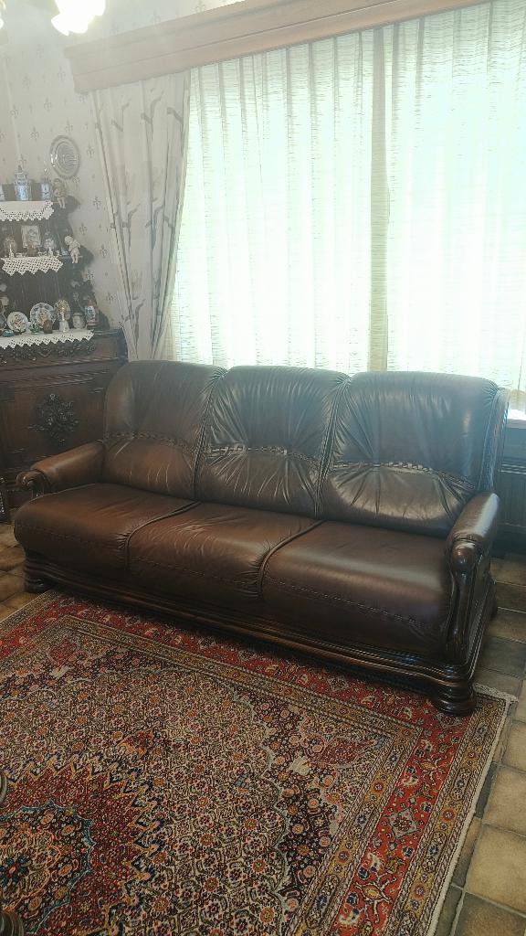Lederen sofa / driezit in zeer goede staat, Ophalen, 75 tot 100 cm, Zo goed als nieuw, Leer