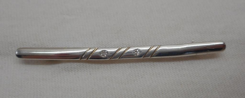 Zilveren modernist broche Teka met steentjes nr.283, 4 tot 7 cm, Verzenden, Zo goed als nieuw, Zilver