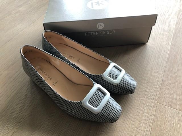 Pumps zwart/wit ruit mt.38,5 Peter Kaiser, Peter Kaiser, Pumps, Verzenden, Zwart