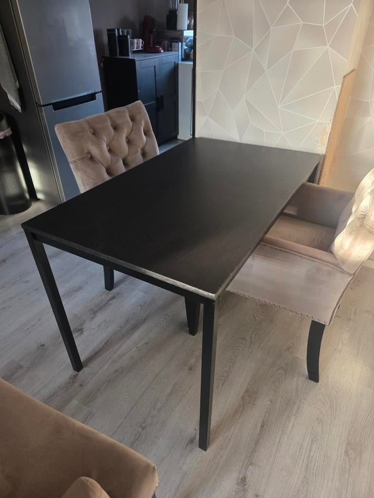 Zwarte eettafel, Ophalen, Gebruikt, 100 tot 150 cm, 50 tot 100 cm