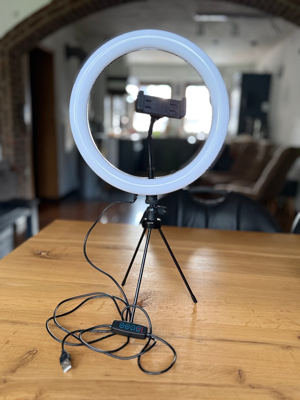 Ringlamp met statief en telefoonhouder, Ophalen of Verzenden, Zo goed als nieuw