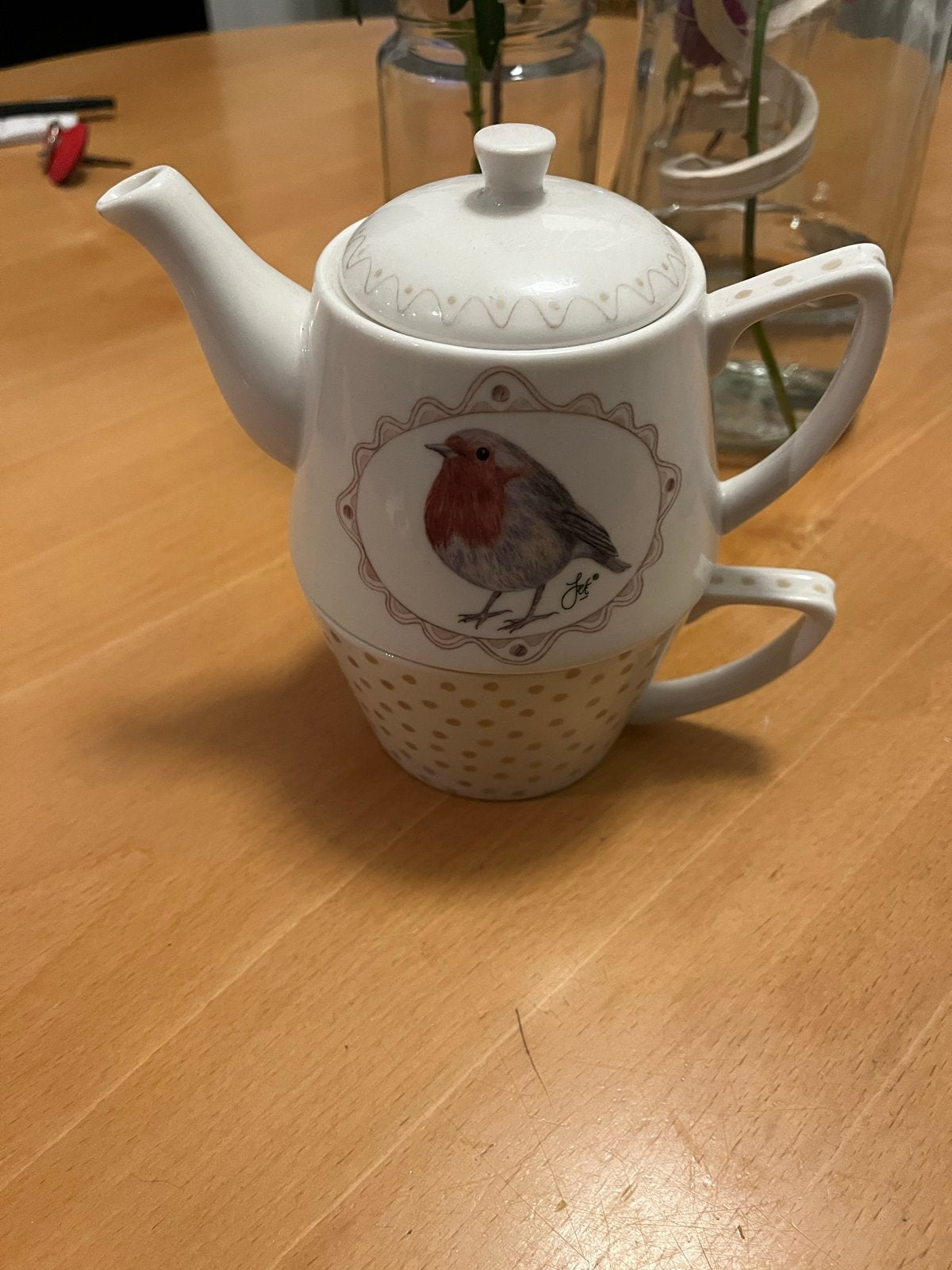 Jet by ter Steege, Tea for One Robin, Keramiek, Ophalen of Verzenden, Zo goed als nieuw, Jet by Ter Steege