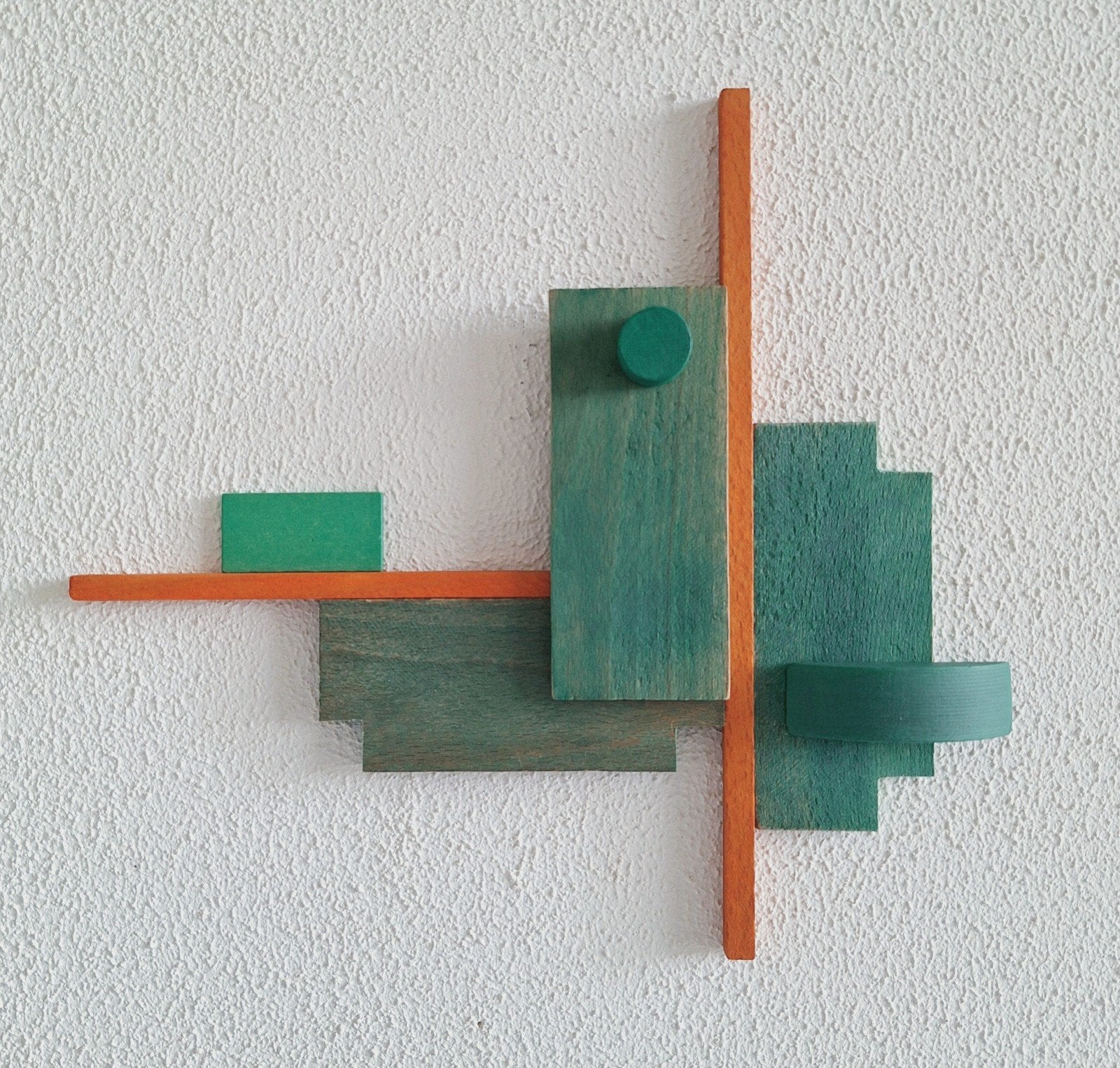 Wandobject 'Landschap II', Wandsculptuur, Hout, Meerkleurig, Nieuw