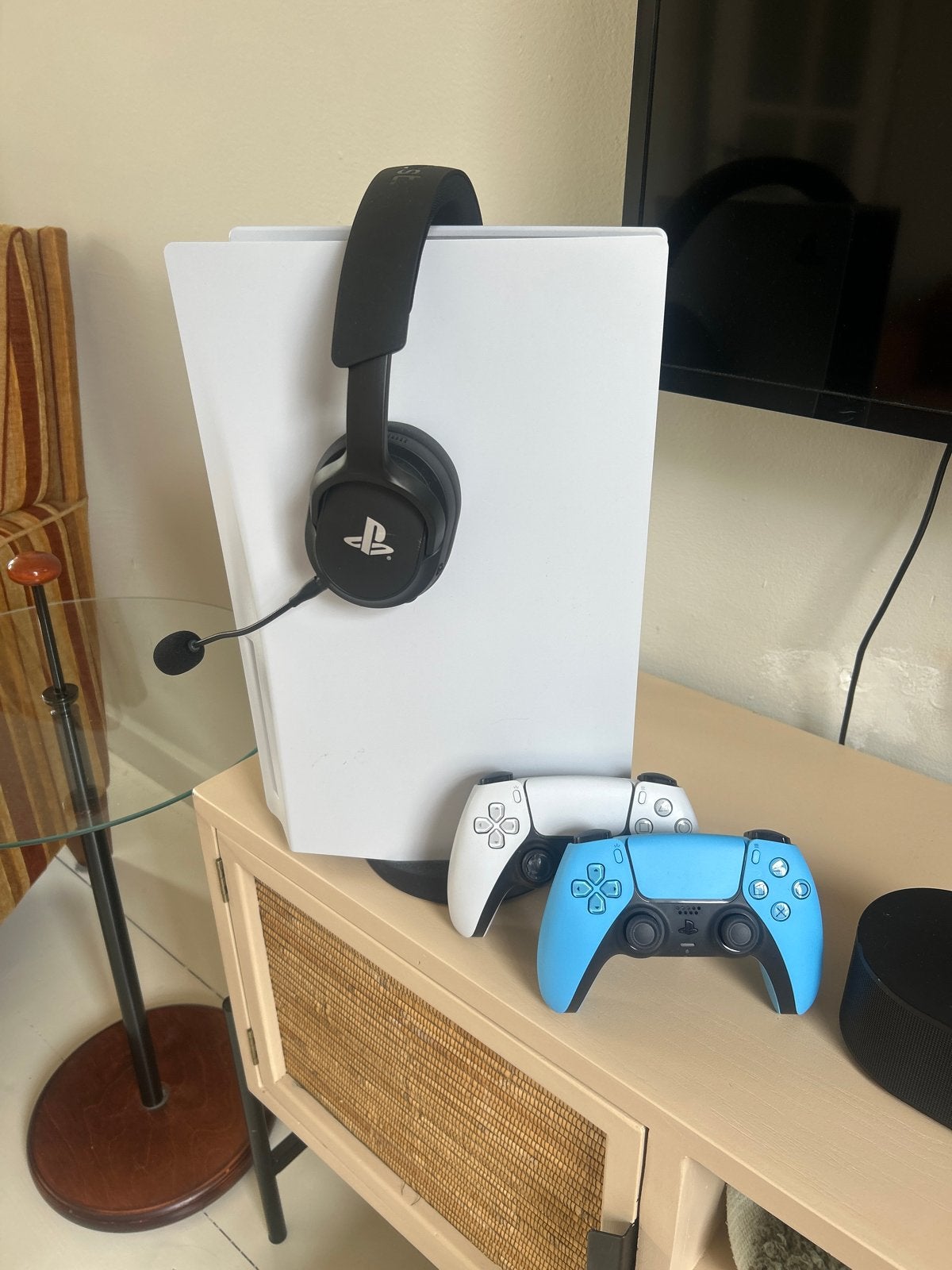 PS5 met 1 controller, headset en FC26 (witte is weg), Ophalen, Gebruikt, Playstation 5