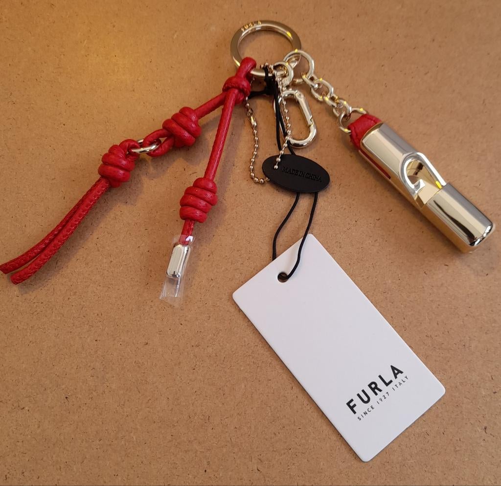 Furla Sleutelhanger - Rood Leer en Goudkleurig Metaal, Ophalen of Verzenden, Nieuw, Rood