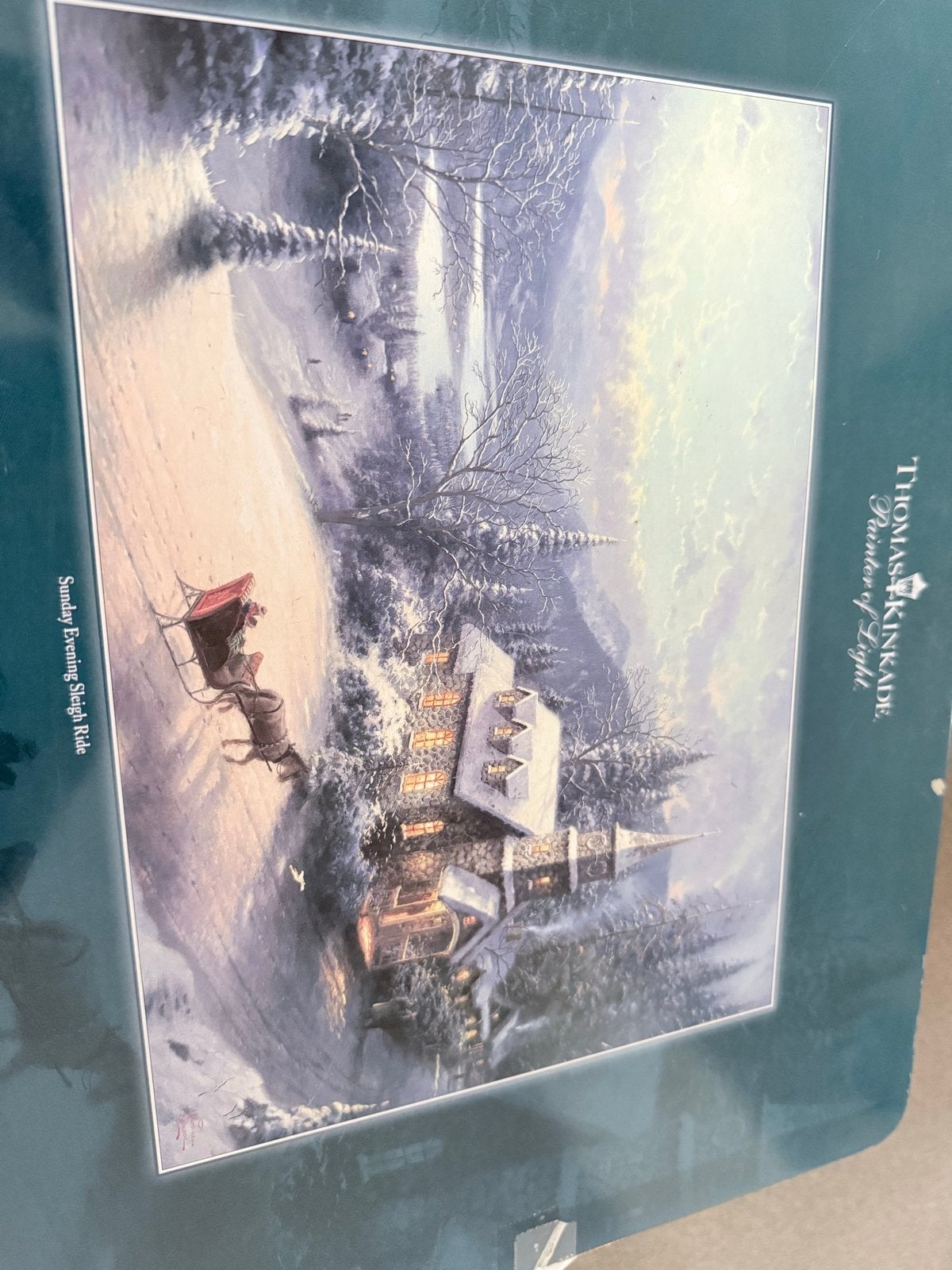 Schmidt Puzzel Thomas Kinkade - Sunday Evening Sleigh Ride, Ophalen of Verzenden, 500 t/m 1500 stukjes, Zo goed als nieuw, Legpuzzel