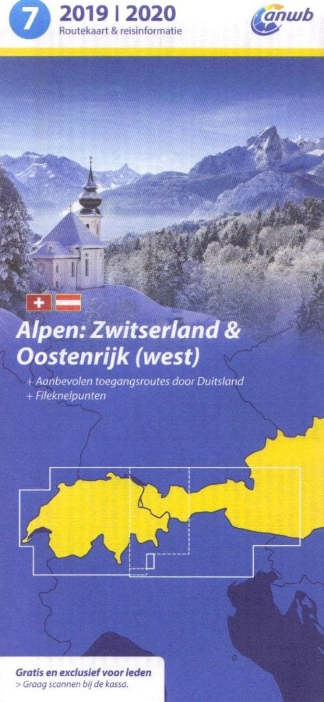 ANWB RouteKaart Zwitserland + Oostenrijk (Alpen) WegenKaart, ANWB, Verzenden, 2000 tot heden, Nieuw