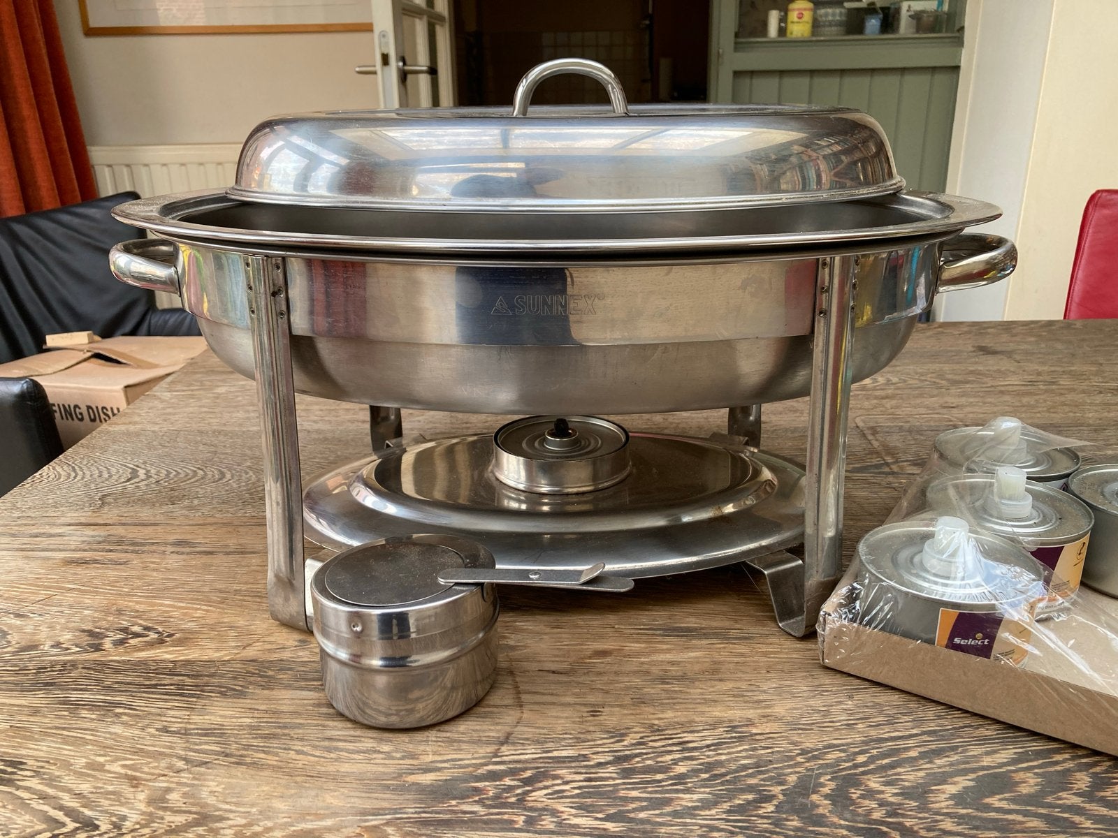 Chafing Dish RVS - Warmhoudschaal met branders, Ophalen, Zilver, Metaal, Overige typen