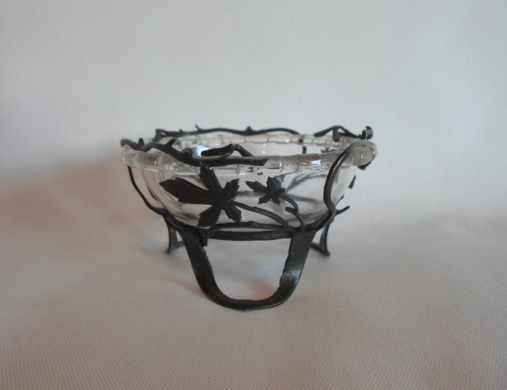 Art Nouveau Val Schaal Glas Brons, Ophalen of Verzenden, Brons