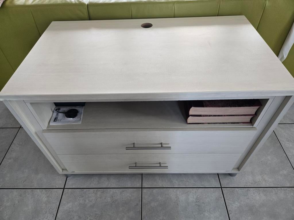 TV meubel essenhout beige met 2 laden, Ophalen