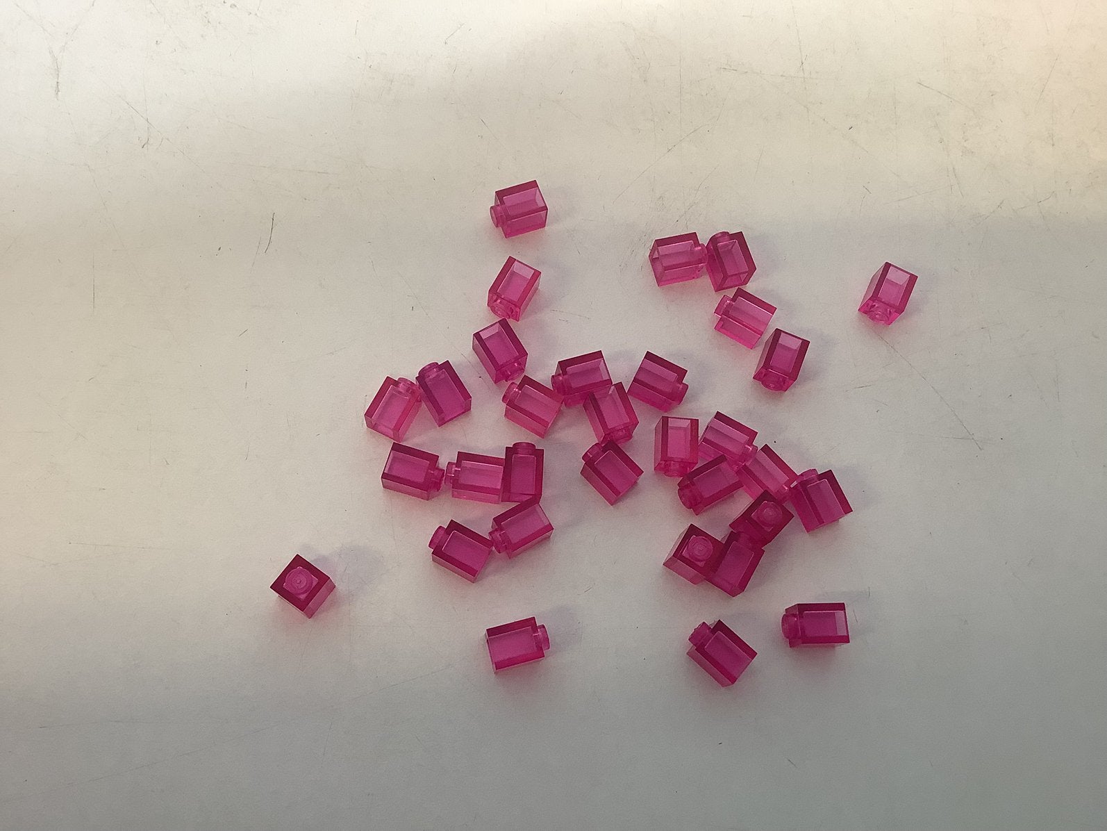 Lego steen 1x1 transparant donker roze, Ophalen of Verzenden, Gebruikt, Losse stenen, Lego