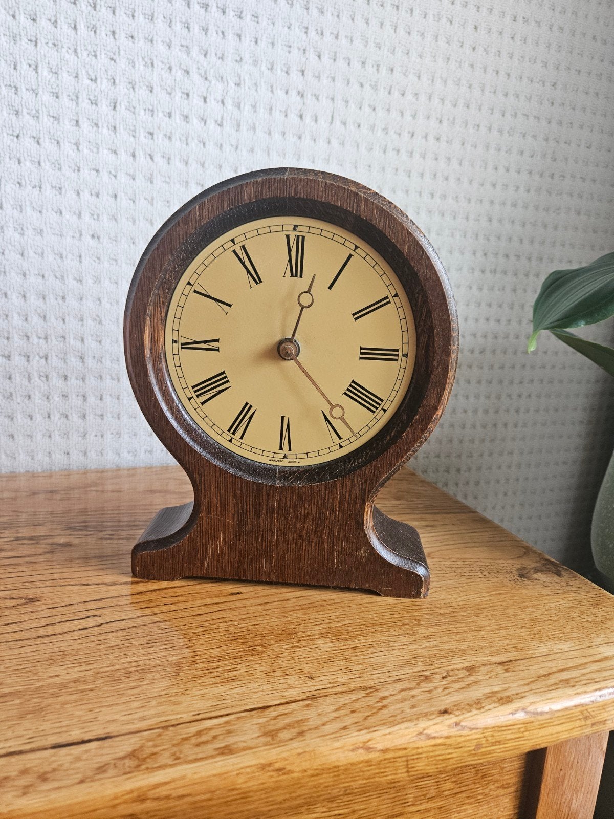 Vintage Houten Tafelklok met Romeinse Cijfers, Ophalen