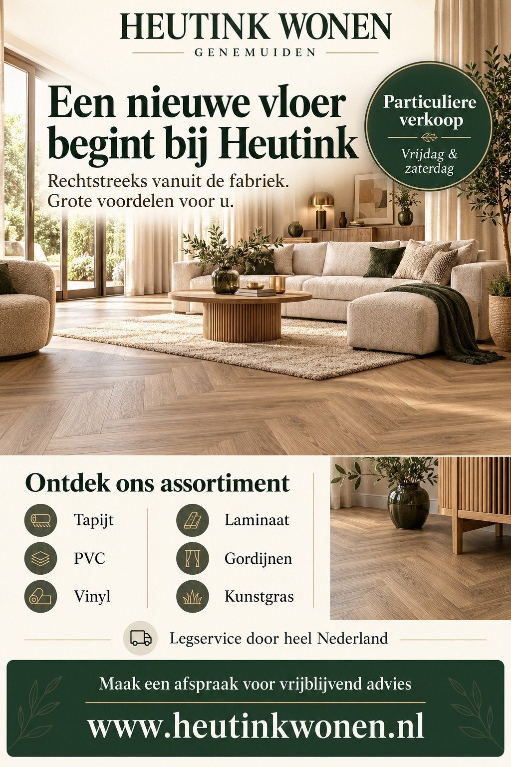 Een nieuwe vloer? Ontdek Heutink Wonen in Genemuiden!


 E, Ophalen, Nieuw, 75 m² of meer, Overige typen