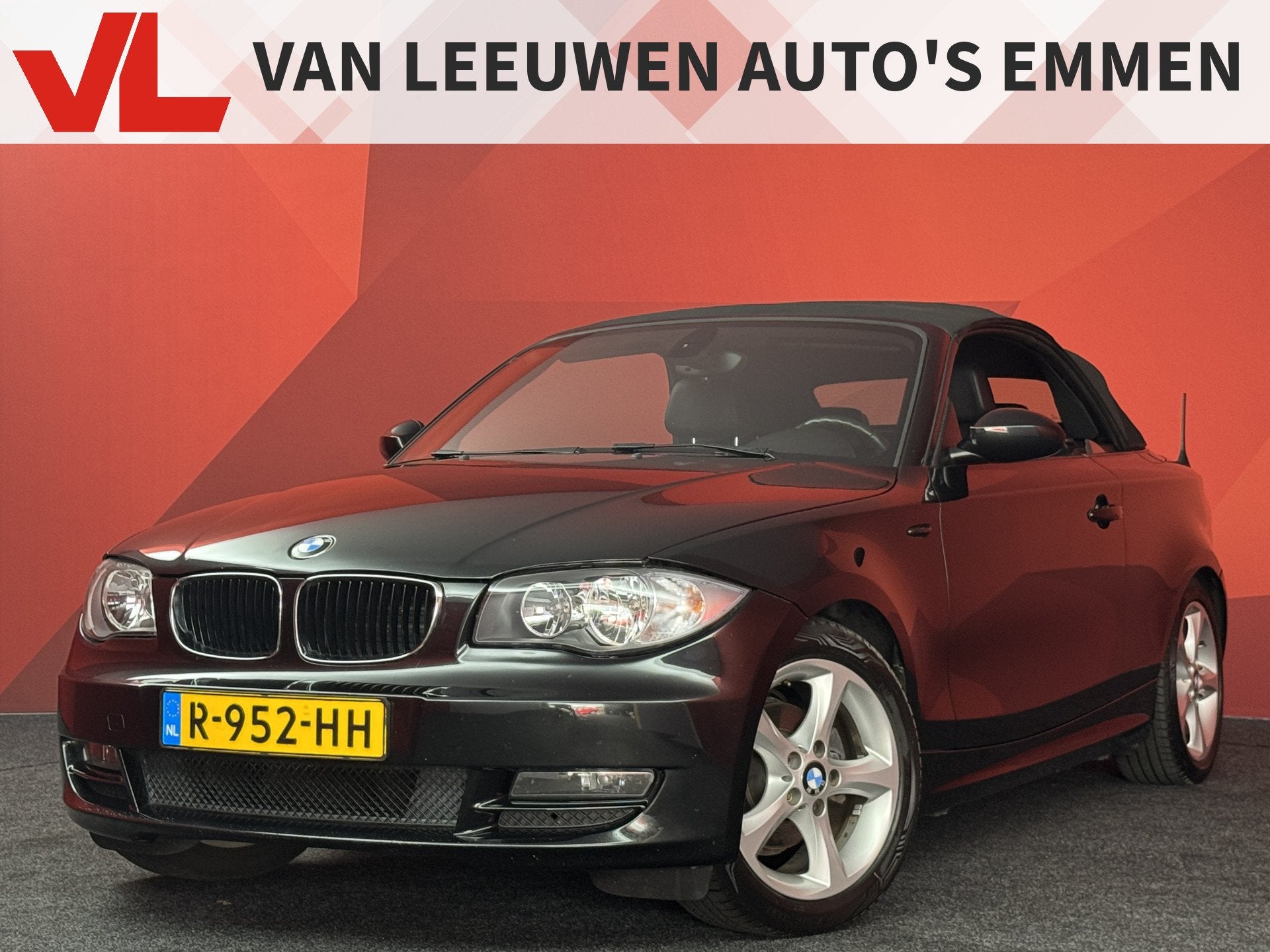 BMW 1 Serie Cabrio 118i | Stoelverwarming | Leder | Cruise, Auto's, 1-Serie, Zwart, Cabriolet, 4 stoelen