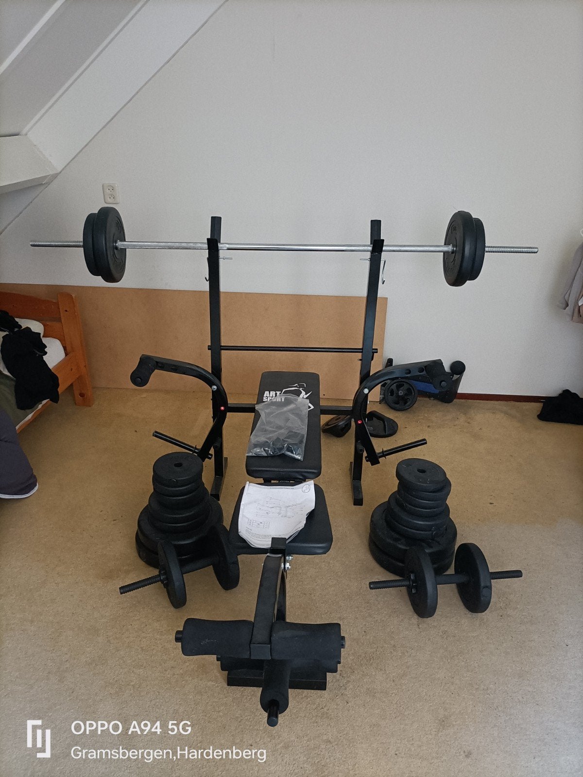 Complete Krachtstation met Halters en Gewichten, Ophalen, Gebruikt, Benen, Dumbbell
