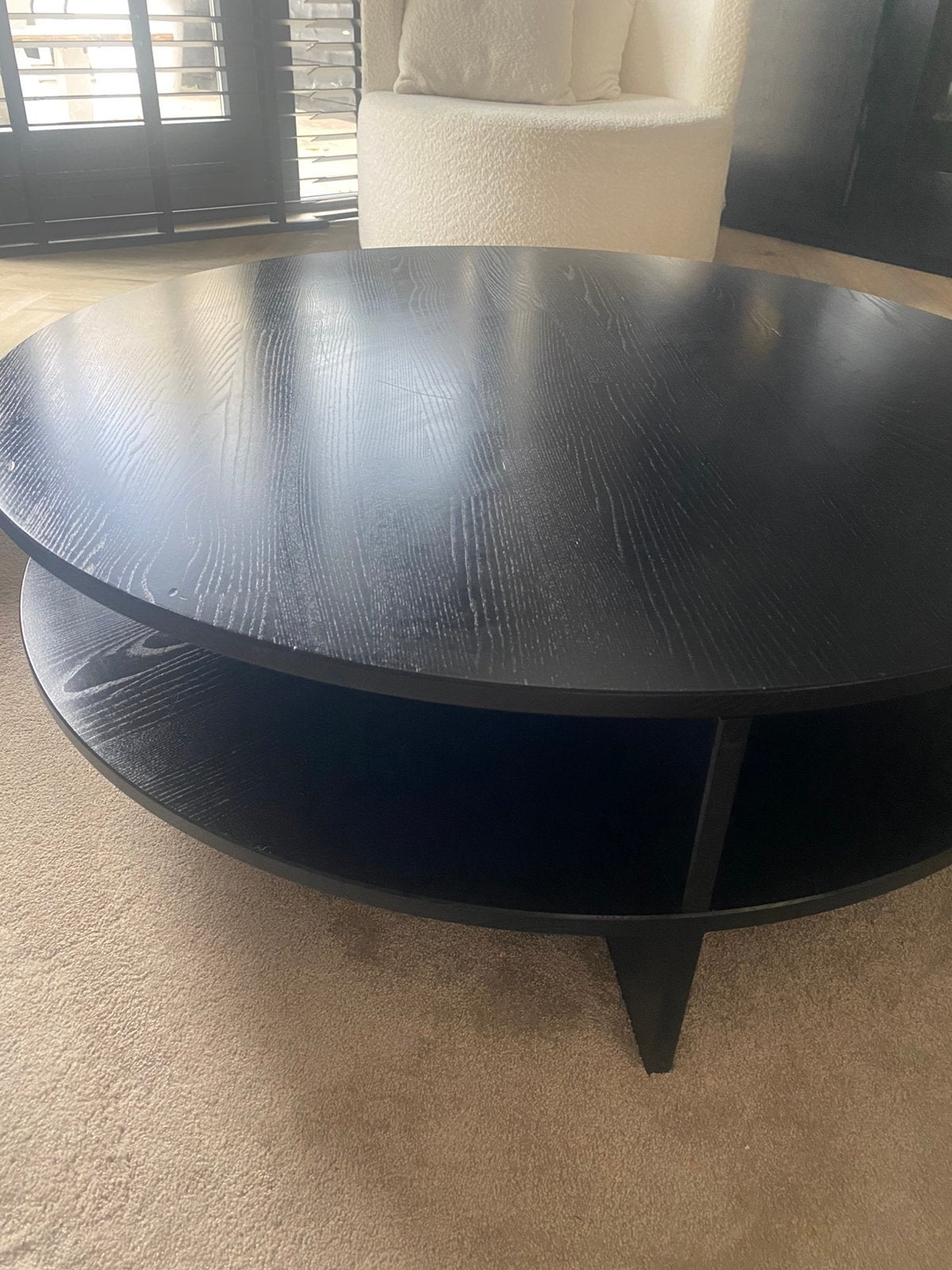 Salontafel zwart eiken., Ophalen, Gebruikt, 100 tot 150 cm, Eric kuster.