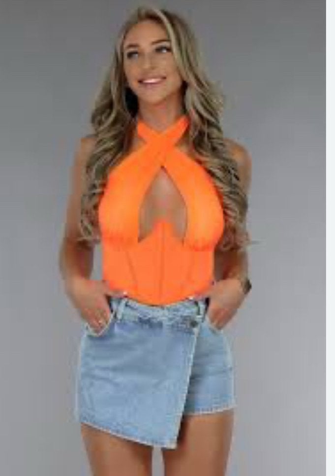 Uwantisell toffe oranje mesh top mt M NIEUW met kaartje, Maat 38/40 (M), Nieuw, Oranje, Ophalen of Verzenden