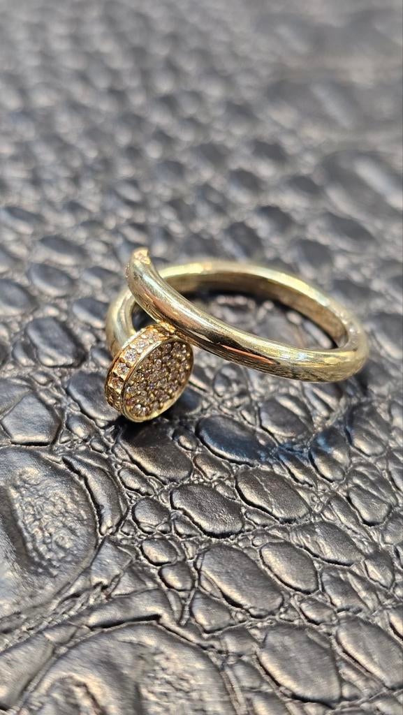 Prachtige spijker 14k gouden ring  massief, Nieuw, Ophalen of Verzenden, Dame, Goud