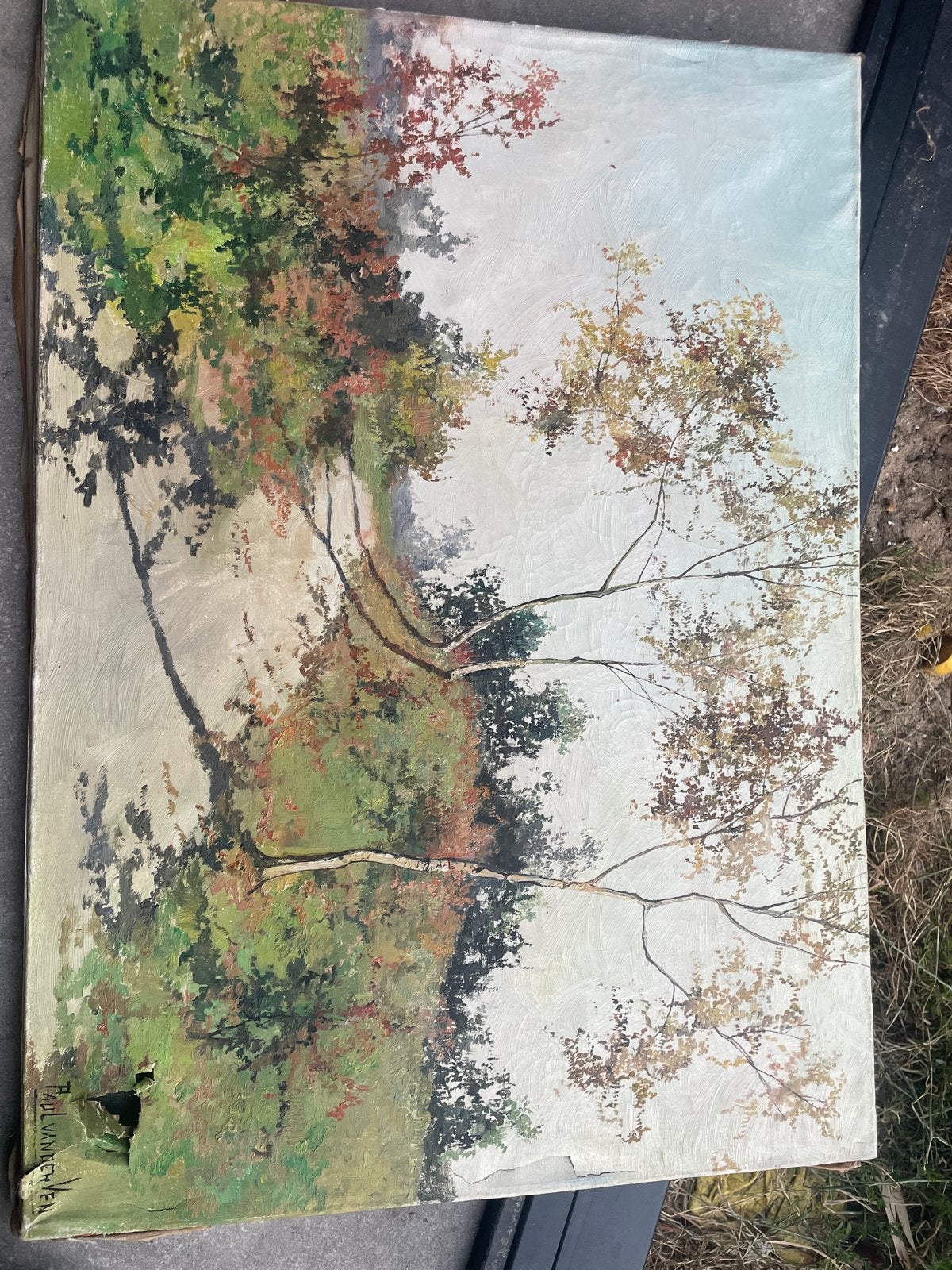 Paul van der Ven - Herfstlandschap Olieverf op Doek, Ophalen, Doek, Realistisch, Gesigneerd
