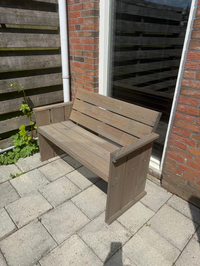 Zo goed als nieuw houten tuinbankje 2-zits, Tuin en Terras, Tuinbanken, Ophalen, Zo goed als nieuw, Hout