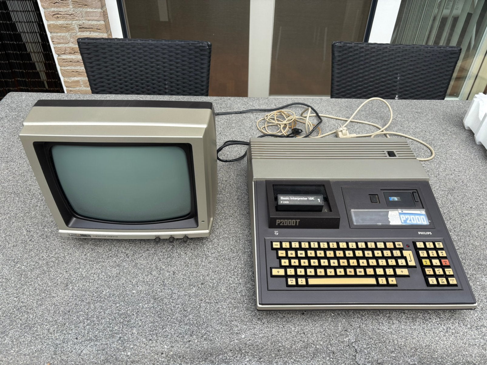Philips P2000T werkende complete set + monitor & handleiding, Computers en Software, Vintage Computers, Ophalen of Verzenden