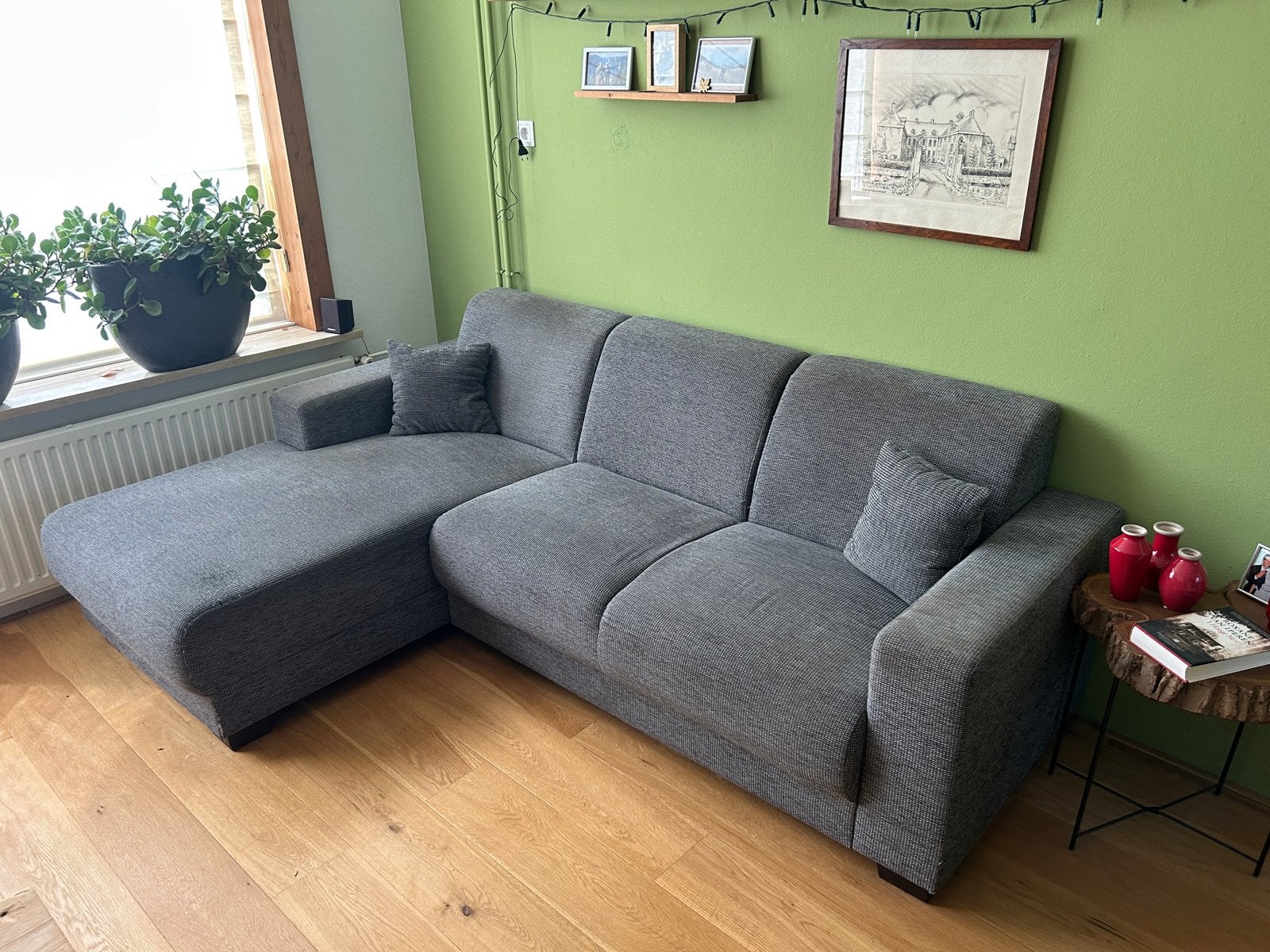Grijze hoekbank 240x160 cm, Huis en Inrichting, Banken | Bankstellen, Ophalen, Gebruikt, Hoekbank, 200 tot 250 cm