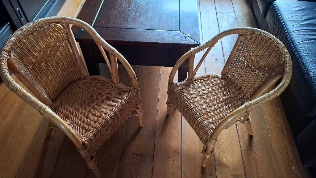 Kinderstoeltjes (2 stuks), rotan, Kinderen en Baby's, Kinderstoelen, Ophalen, Gebruikt, Overige typen