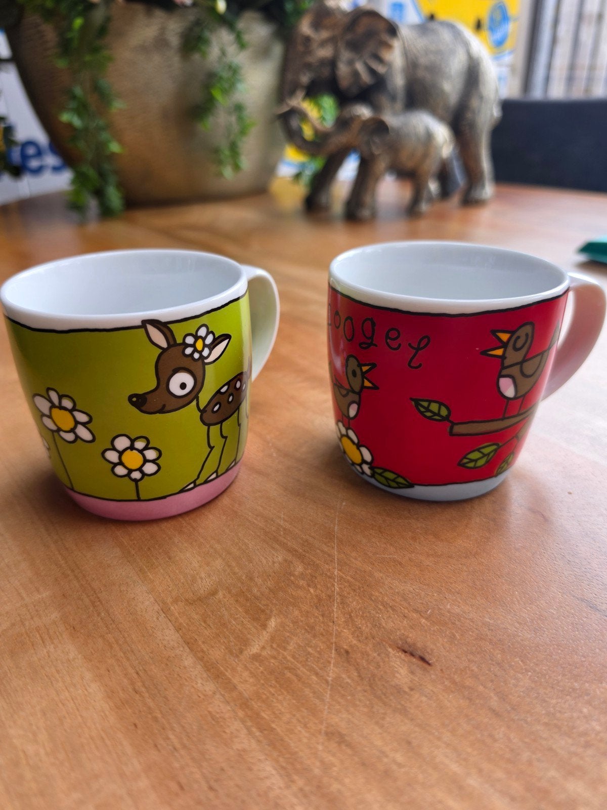 Babette Harms Douwe Egberts mokken - Hertje & Vogel, Overige merken, Keramiek, Zo goed als nieuw, Overige stijlen