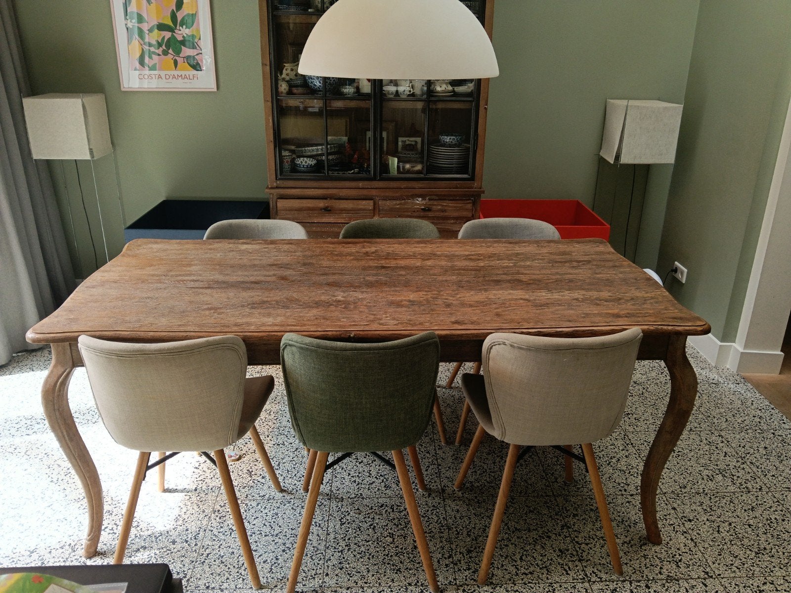 Brocante Eikenhouten Eettafel Lifestyle Home Collection, Huis en Inrichting, Tafels | Eettafels, Ophalen, Eikenhout, 50 tot 100 cm