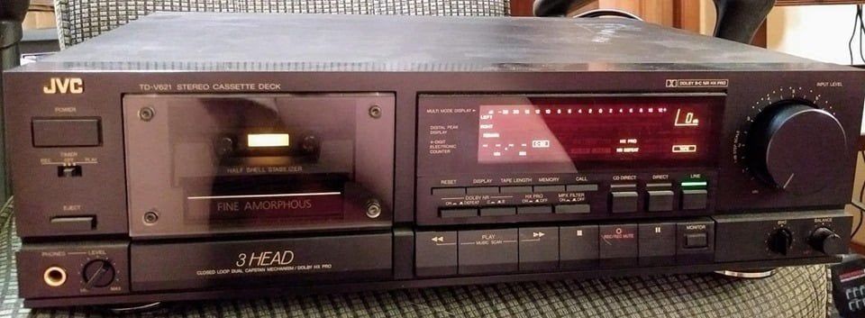 JVC TD-V621 3-kops cassettedeck, Ophalen of Verzenden, Enkel, JVC, Tiptoetsen