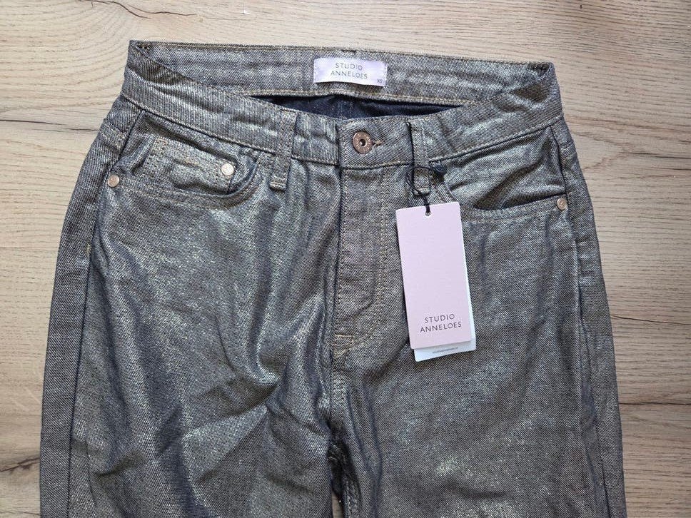 Studio Anneloes Flair Gold Denim Trousers XS, Studio Anneloes, Nieuw, Ophalen of Verzenden, Maat 34 (XS) of kleiner