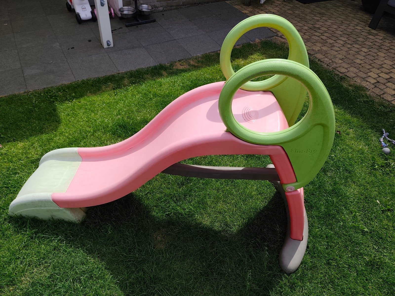 Smoby glijbaan roze/groen voor peuters en kleuters, Ophalen, Gebruikt
