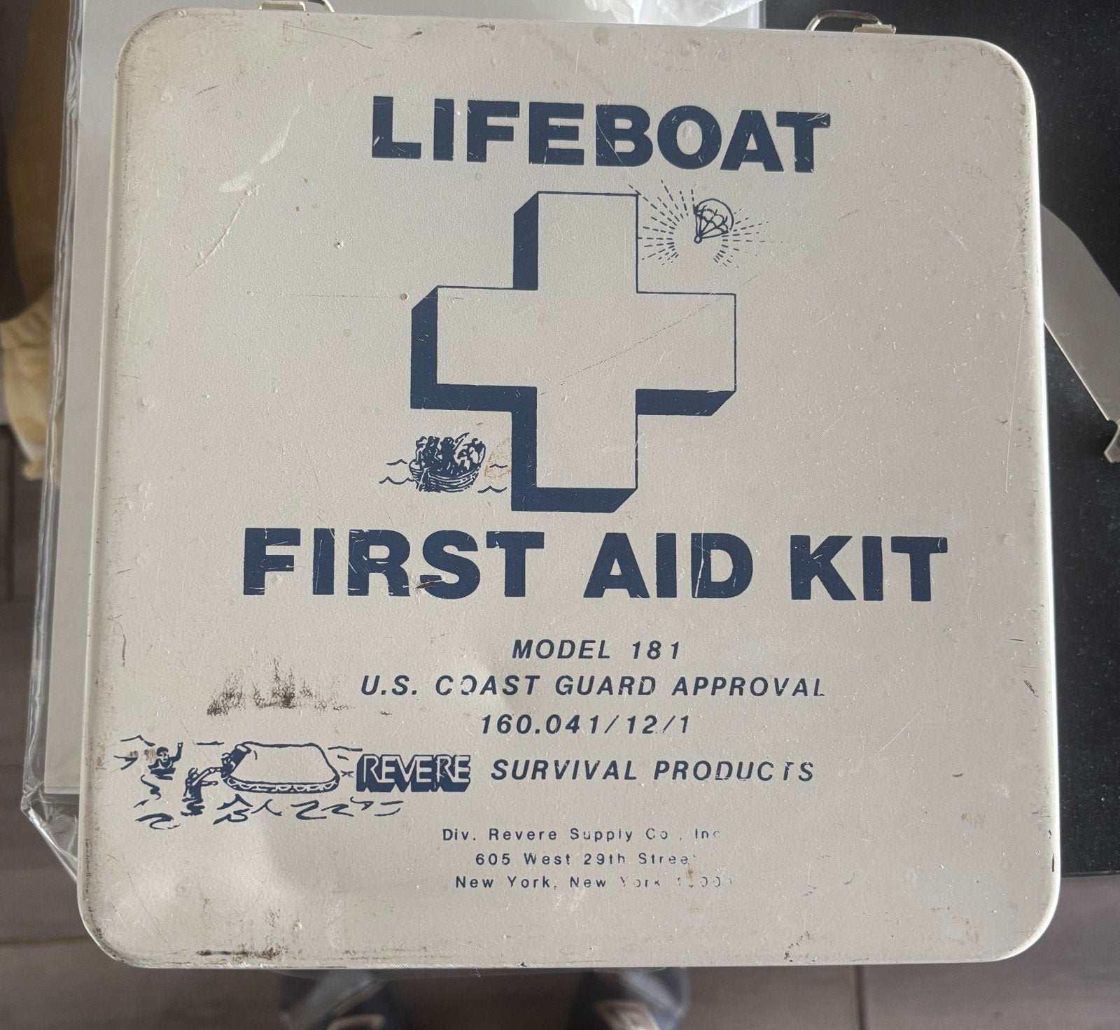 Unieke vintage maritieme 'Lifeboat First Aid Kit' '60s, Ophalen of Verzenden, Landmacht, Amerika