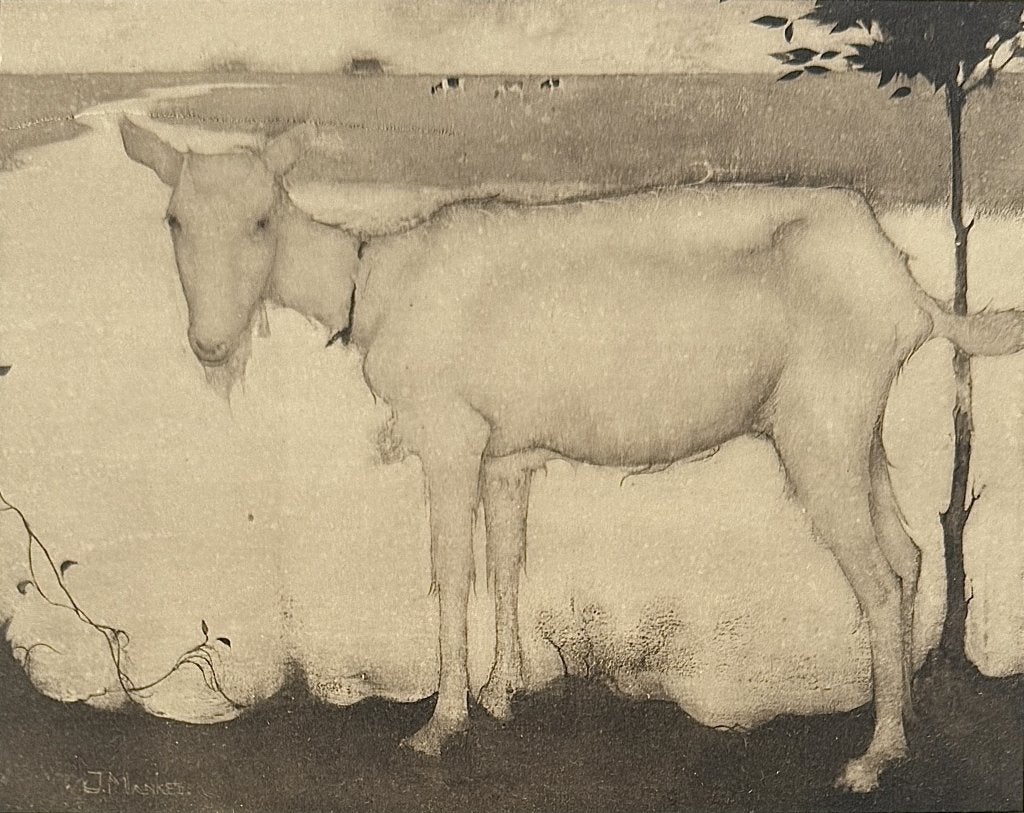 542. Heliogravure, Jan Mankes – "Oude geit bij meer", 1923