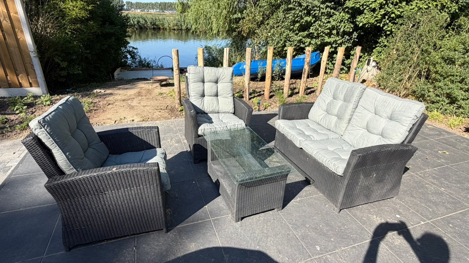 Tuinset met kussens (4-persoons), Ophalen, 4 zitplaatsen, Kunststof, Gebruikt